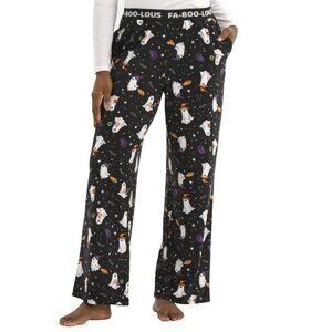 Way To Celebrate Womens GHOSTS Pajama Pants Large Black